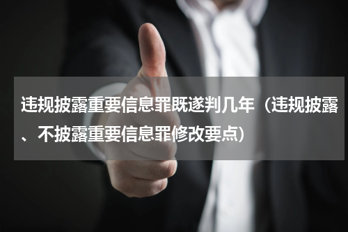 违规披露重要信息罪既遂判几年（违规披露、不披露重要信息罪修改要点）