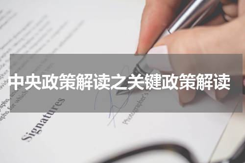  中央政策解读之关键政策解读